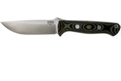 Bark River Bravo 1 A2, Black & Green Linnen Micarta, Funda Marrón