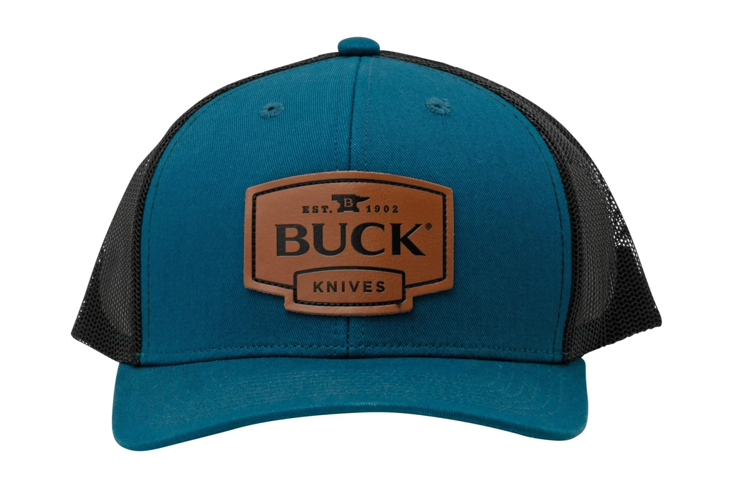 Buck Logo Leather Patch Cap 89159, Blue/Black, Gorra