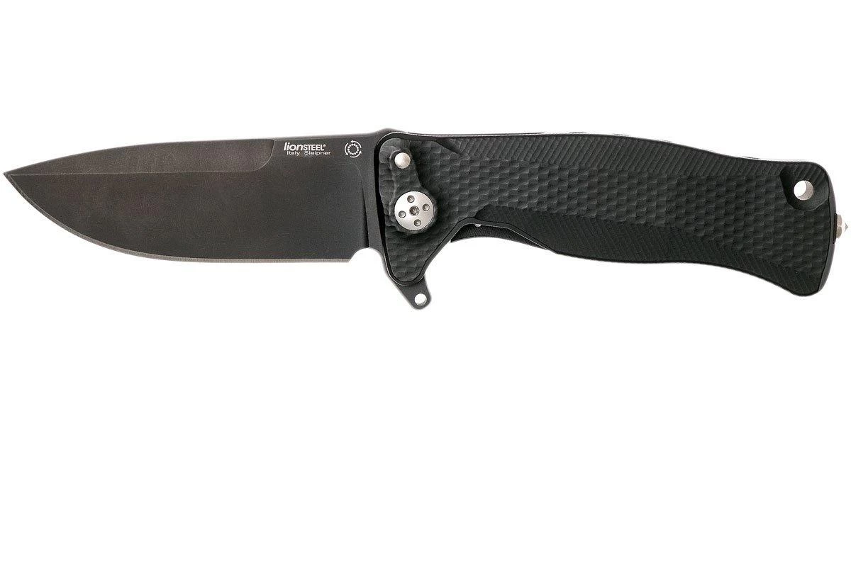 LionSteel SR11 Aluminum Black, Black Blade, SR11 A BB Navaja