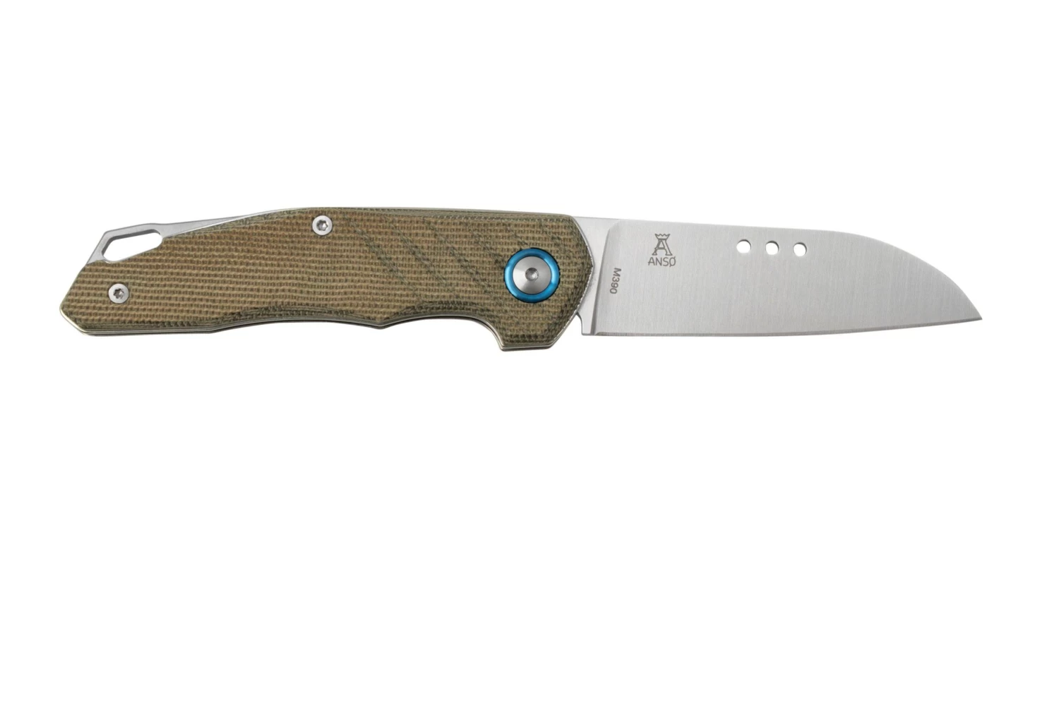 MKM Root RT-GC Satin Green Canvas Micarta Navaja, Diseño Jens Anso - Image 2