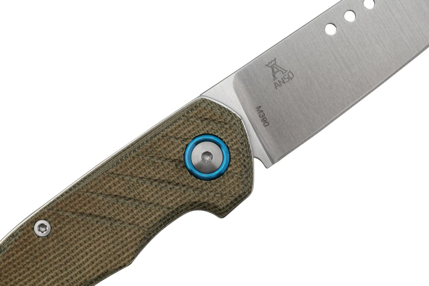 MKM Root RT-GC Satin Green Canvas Micarta Navaja, Diseño Jens Anso - Image 5