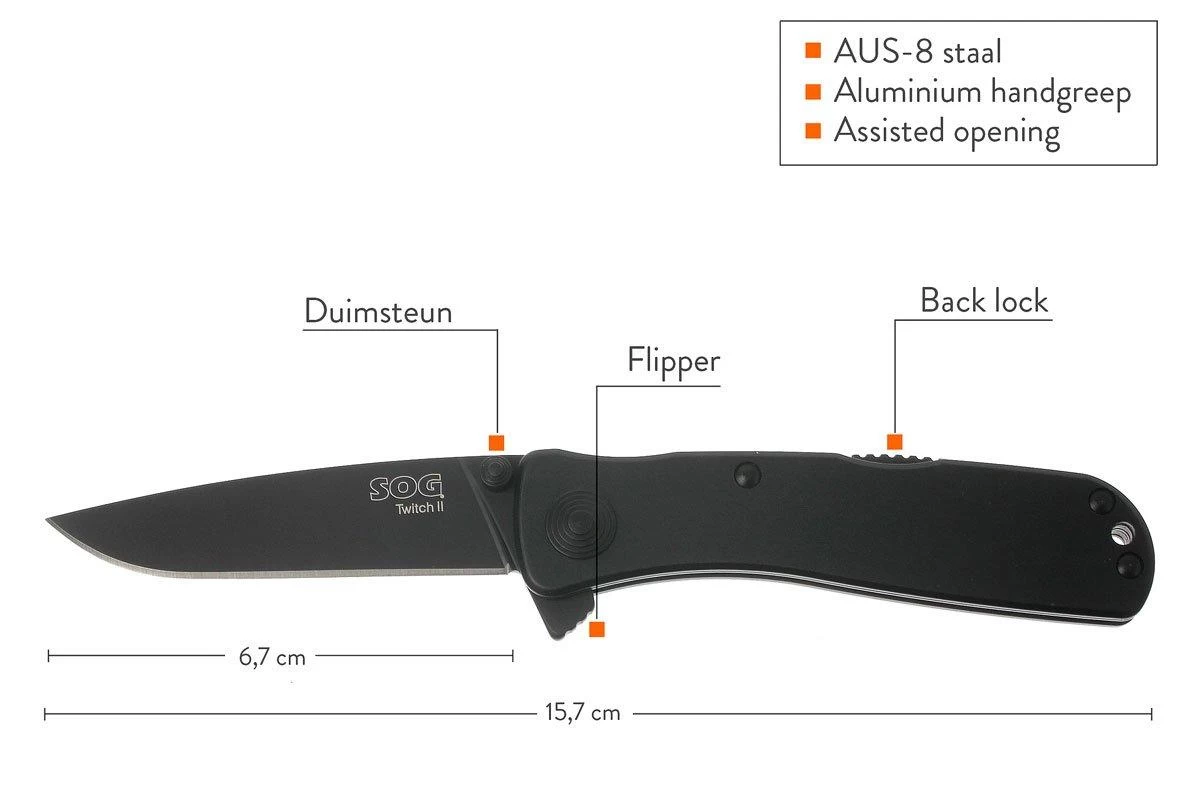 SOG Twitch II WI-12 Black, Navaja - Image 2