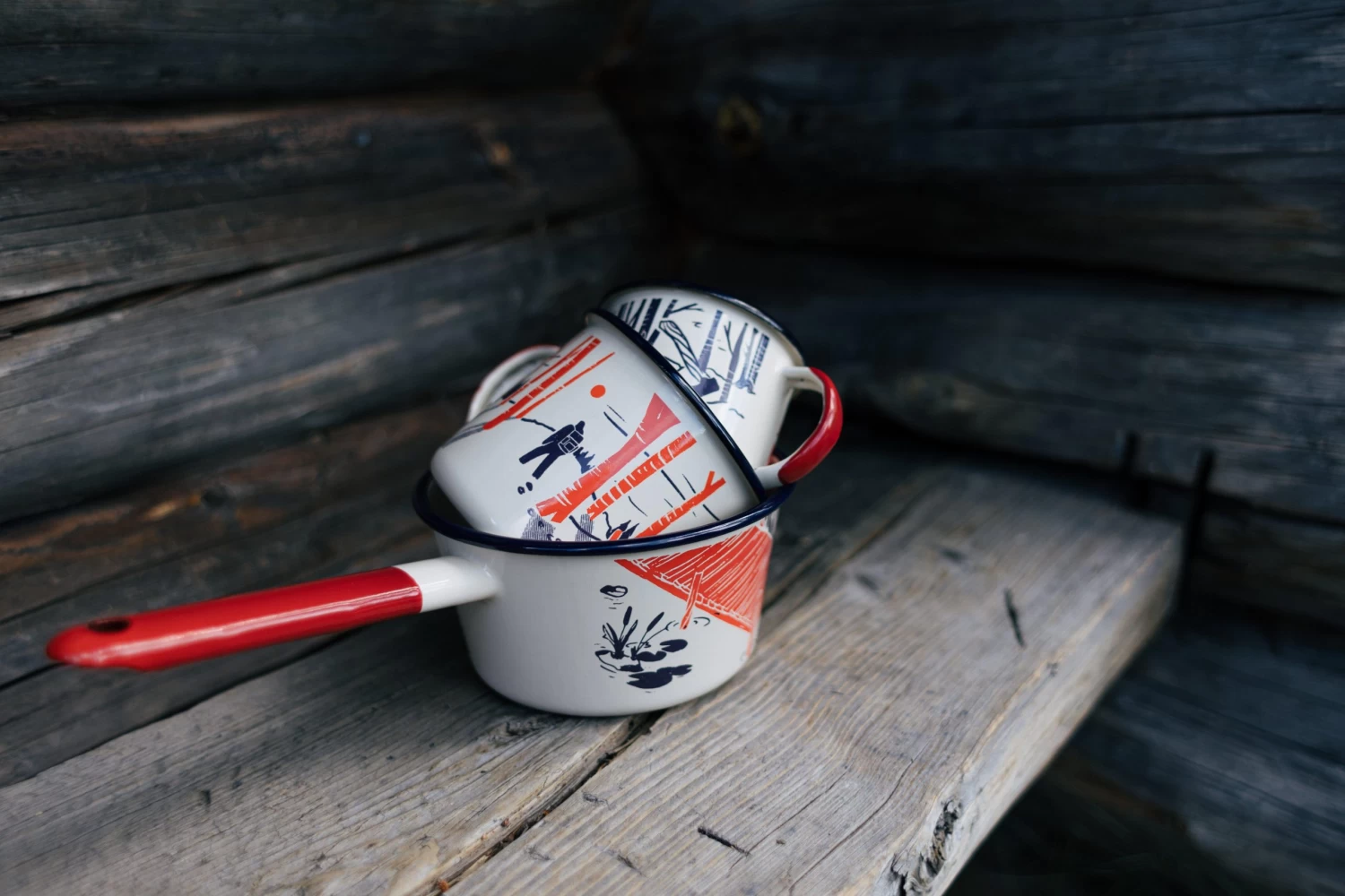 Knivesandtools Enamel Set E-SET-01, Tazas 8 Cm, 10 Cm Y Cacerola 14 Cm - Imagen 6